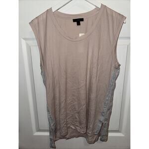 NEW J.Crew Women’s Mauve Pink Muscle Tank Silver Side Detail Size L‎
